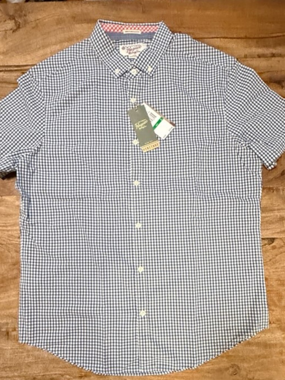 NWT! Original Penguin 100% Cotton Gingha Short Sleeve HERITAGE LINE Men's LARGE